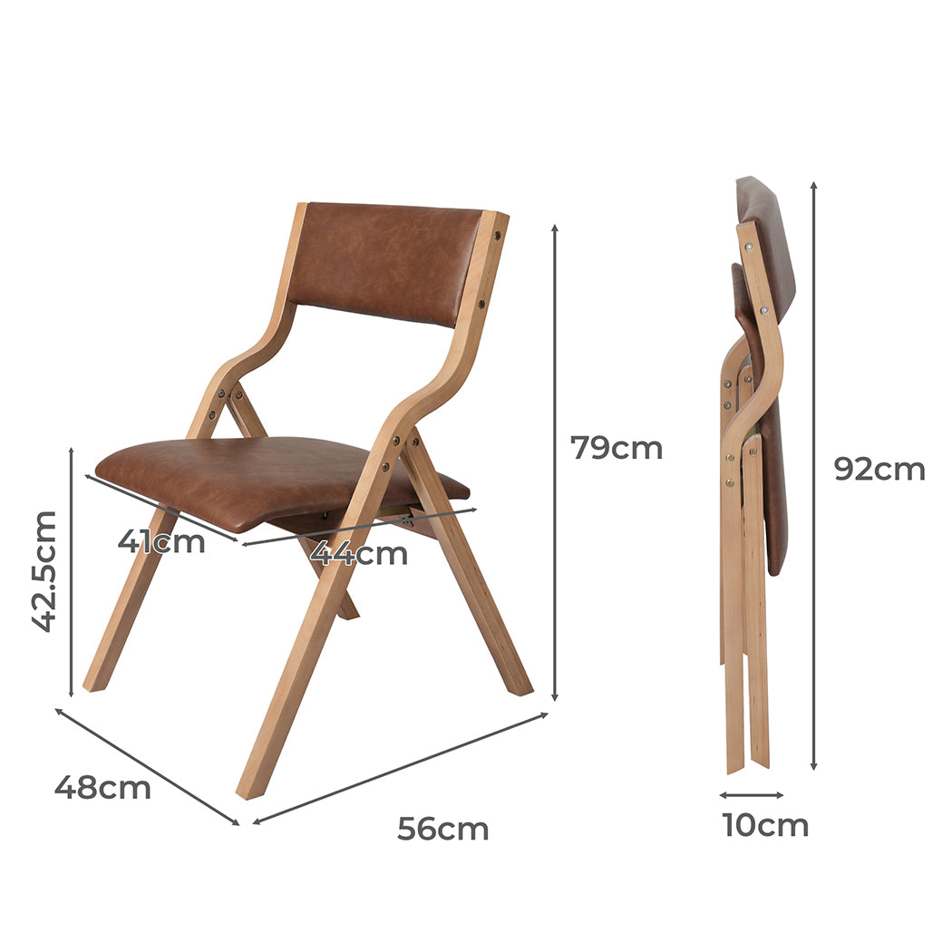 Modern 8x Dining Chairs Foldable PU Tan  Easy Assembly Classic