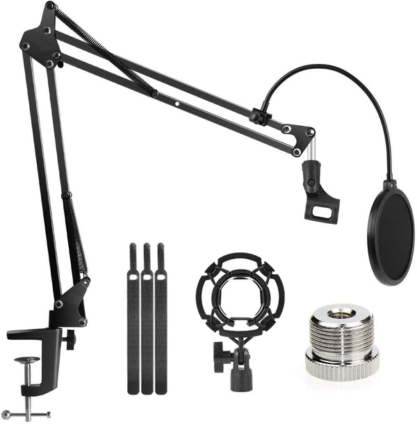  Microphone Radio Broadcasting Stand With 3/8t o 5/8 Screw Adapter