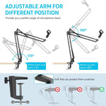 Microphone Radio Broadcasting Stand With 3/8t o 5/8 Screw Adapter