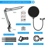 Microphone Radio Broadcasting Stand With 3/8t o 5/8 Screw Adapter