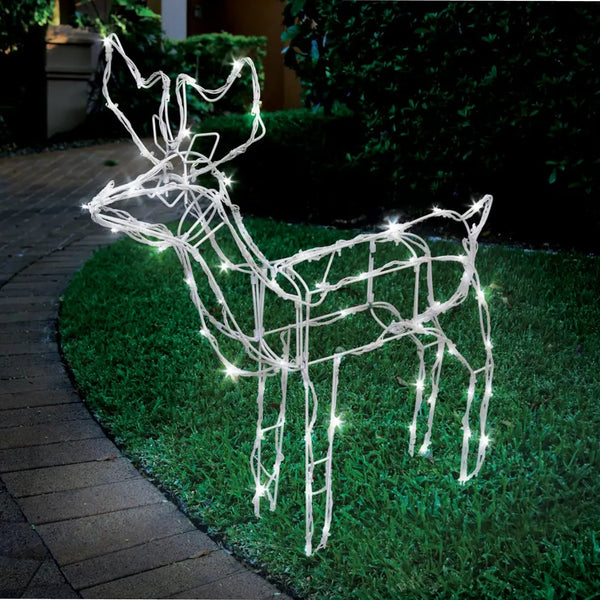  55cm Reindeer Rope Light Solar LED Cool White Auto Sensor