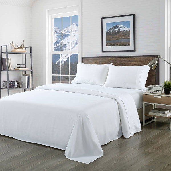  Blended Bamboo Sheet Set White King Size Soft Breathable Bed Linen