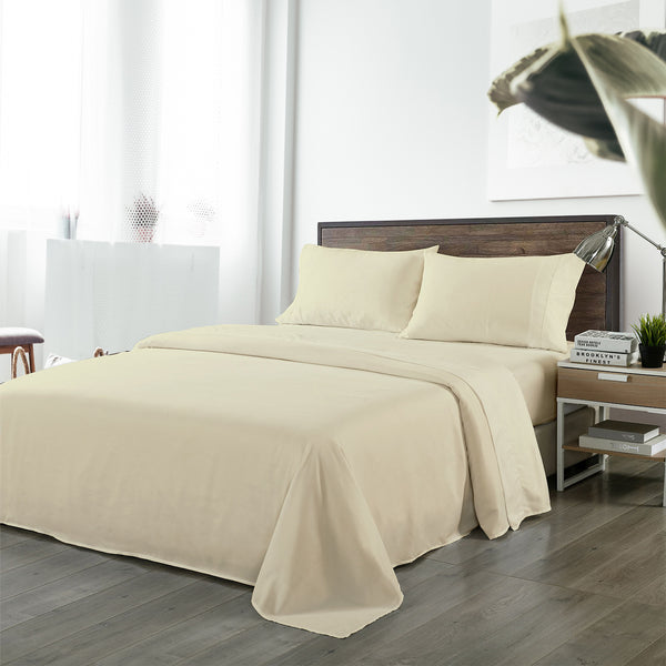  Comfort King Bamboo Sheet Set Dark Ivory Soft Cooling Bed Linen