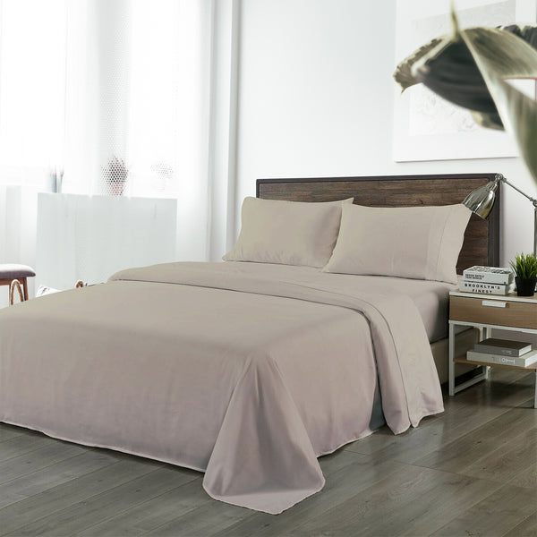  King Bamboo Sheet Set Warm Grey Soft Cooling Bed Linen