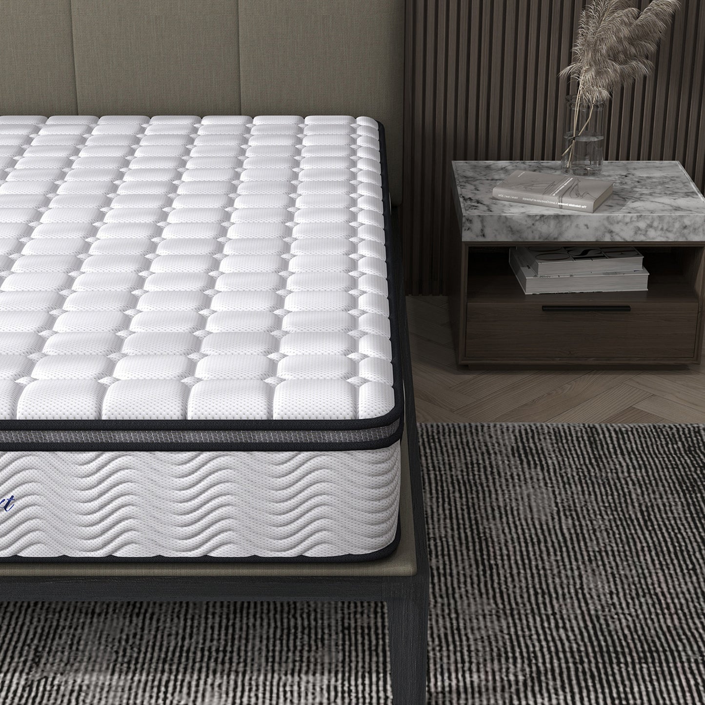 Double Pocket Spring Mattress 5 Zone Euro Top Memory Foam Bed