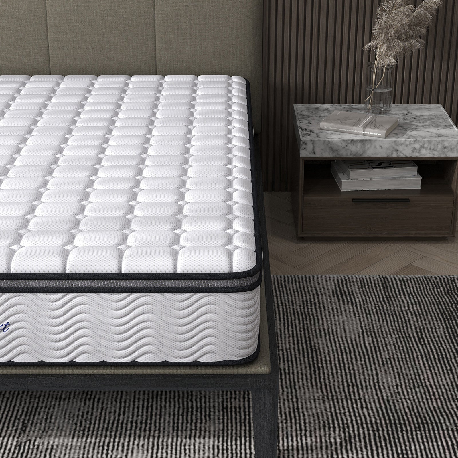Double Pocket Spring Mattress 5 Zone Euro Top Memory Foam Bed
