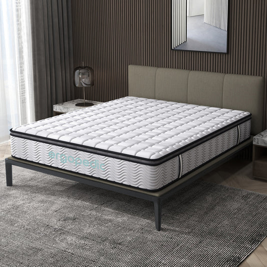 Pocket Spring Mattress Queen 5 Zone Euro Top Memory Foam Medium Firm Bed