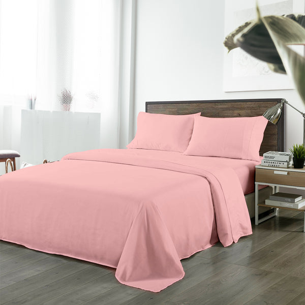  King Bamboo Blended Sheet Set Blush Soft Cooling Linen