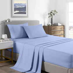Comfort Bamboo Cooling 2000TC Sheet Set Single Light Blue