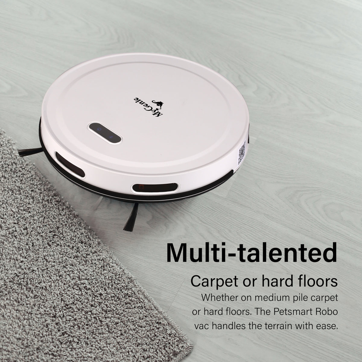 Genie Smart Robotic Vacuum Cleaner Auto Suction Mop for Pet Hair White