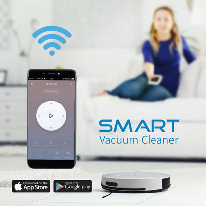 Genie Smart Robotic Vacuum Cleaner Auto Suction Mop for Pet Hair White