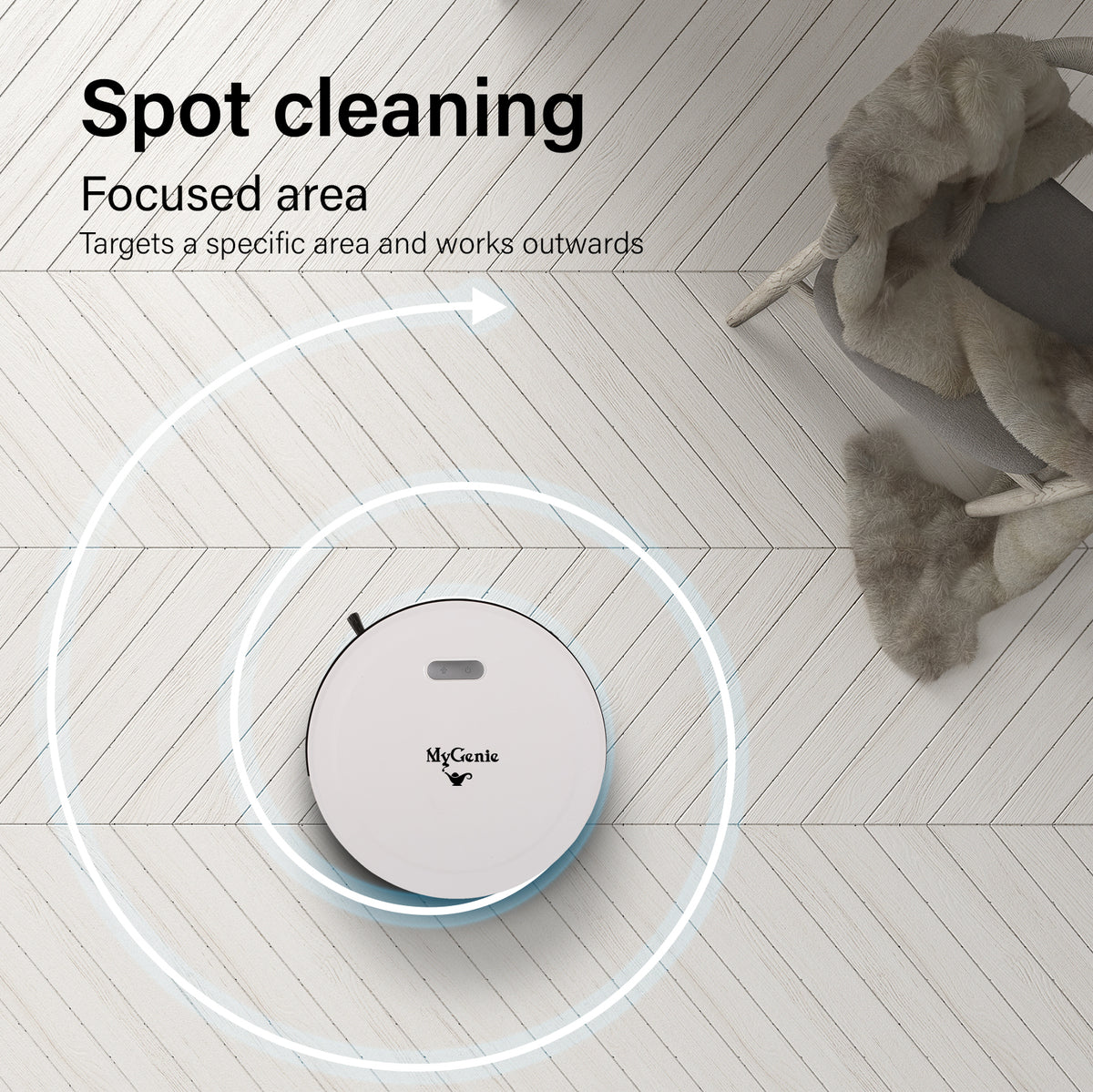 Genie Smart Robotic Vacuum Cleaner Auto Suction Mop for Pet Hair White