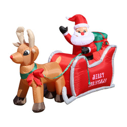 1.2m Self Inflatable LED Santa Sleigh & Rudolph