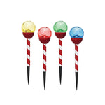 24PCE Solar Candy Cane Stakes With Crackle Balls LED 35cm