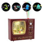 2-in-1 Vintage Radio Christmas Snowmen Snow Globe & Projector