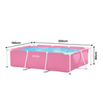 Rectangular Metal Frame Pool 220 x 150cm - Pink