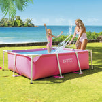 Rectangular Metal Frame Pool 220 x 150cm - Pink