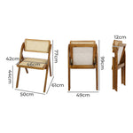 Functional 6X Foldable Rattan Dining Chairs  Wood Finish Classic