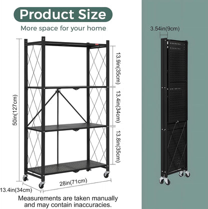 4-Tier Foldable Shelf Unit Black 34x127x71cm
