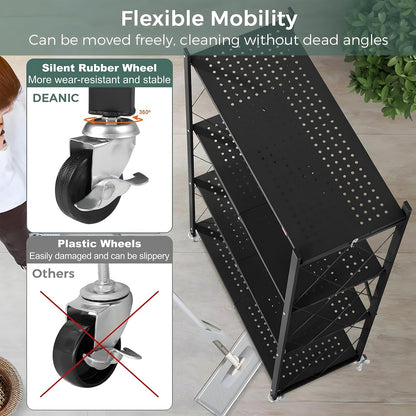 4-Tier Foldable Shelf Unit Black 34x127x71cm