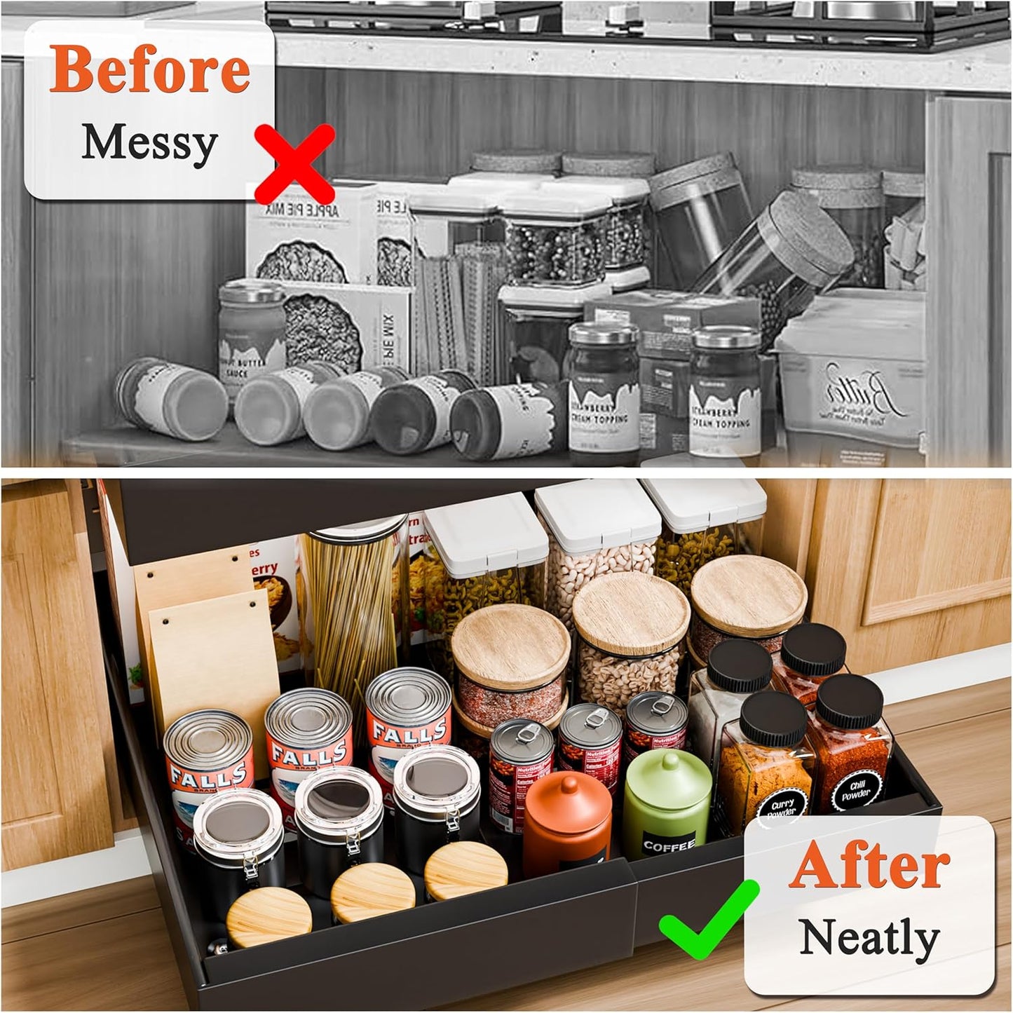 Pull Out Cabinet Organizer Adjustable 52x8x42cm