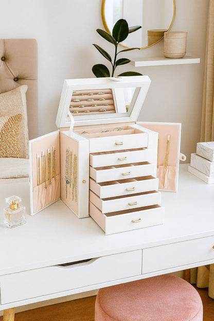 Large Jewelry Box With Mirror 27x28x17cm