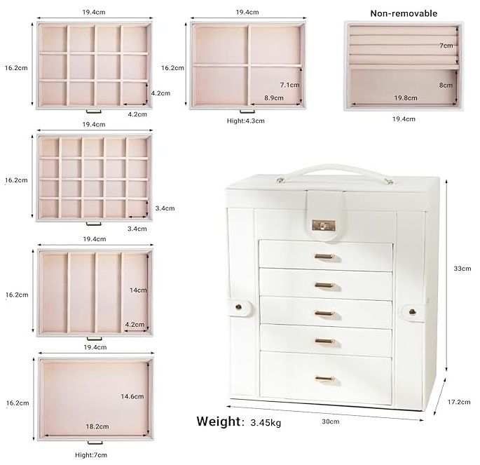 Large Jewelry Box With Mirror 27x28x17cm
