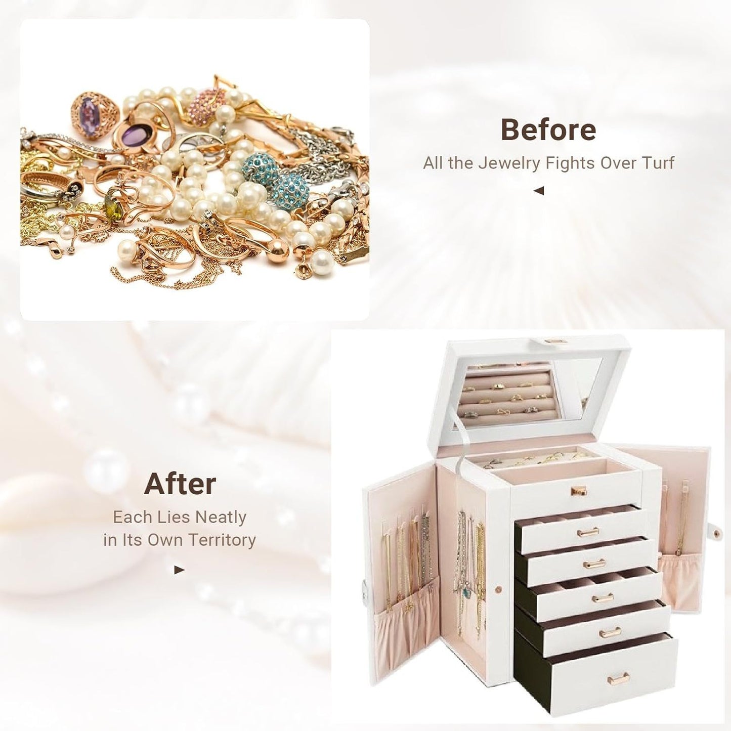 Large Jewelry Box With Mirror 27x28x17cm
