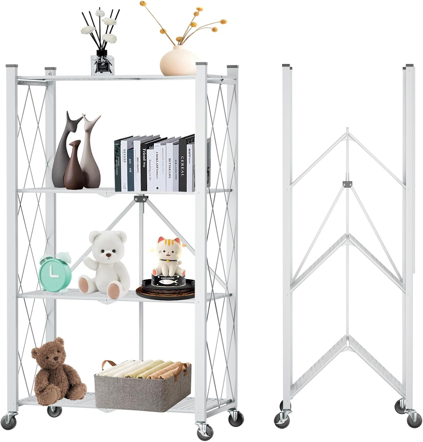 4-Tier Foldable Shelf Unit 34x127x71cm