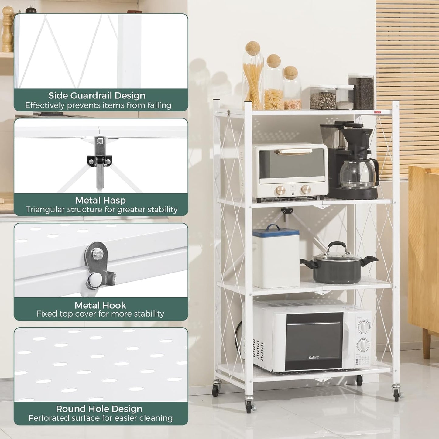 4-Tier Foldable Shelf Unit 34x127x71cm