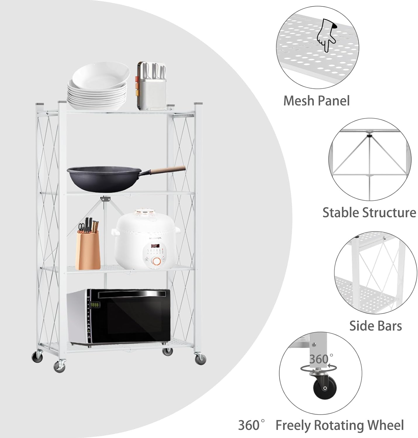 4-Tier Foldable Shelf Unit 34x127x71cm