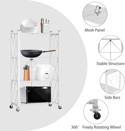 4-Tier Foldable Shelf Unit 34x127x71cm
