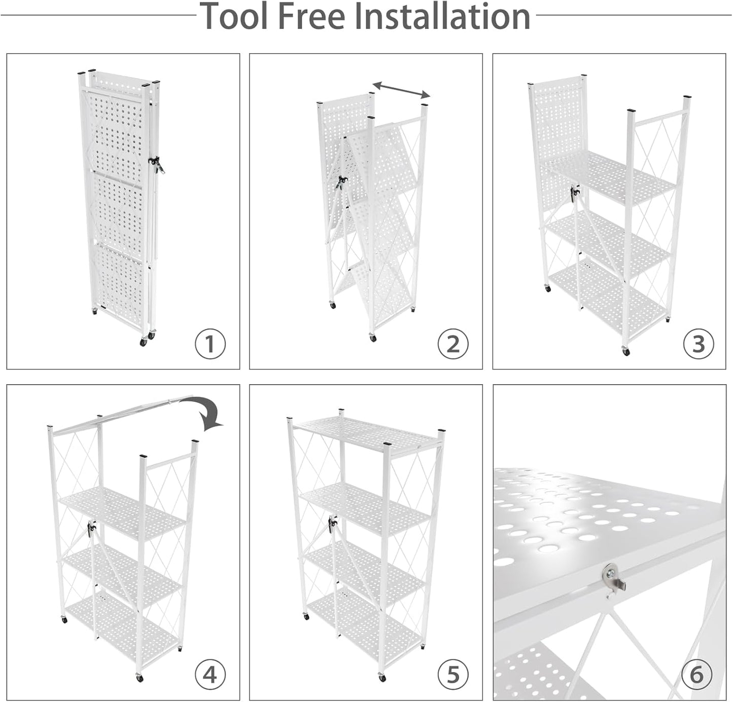 4-Tier Foldable Shelf Unit 34x127x71cm