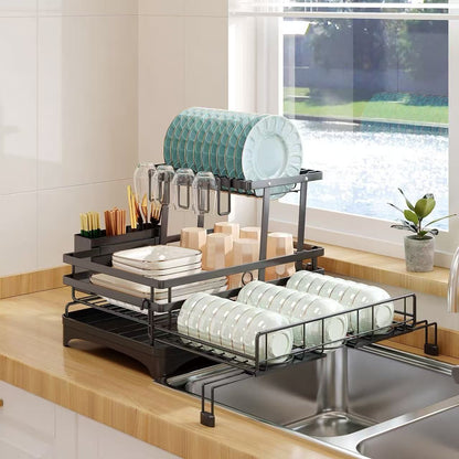 Dish Drying Rack Expandable Stainless Steel 42x31x30cm