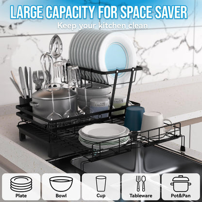 Dish Drying Rack Expandable Stainless Steel 42x31x30cm