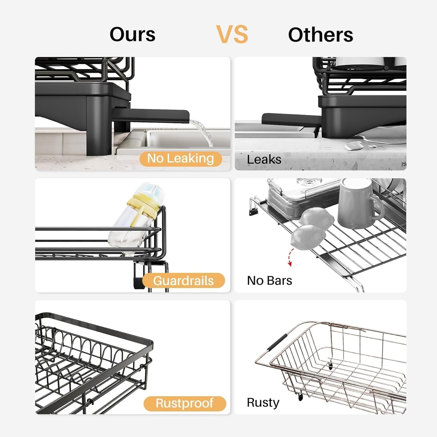 Dish Drying Rack Expandable Stainless Steel 42x31x30cm