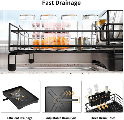 Dish Drying Rack Expandable Stainless Steel 42x31x30cm