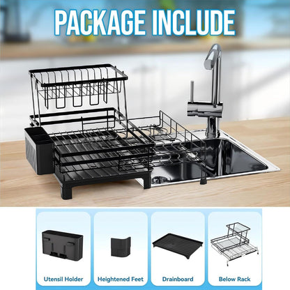 Dish Drying Rack Expandable Stainless Steel 42x31x30cm