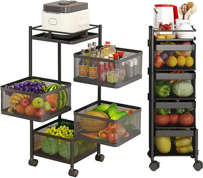 Metal 5 Tier Rolling Storage Cart 29x29x80cm