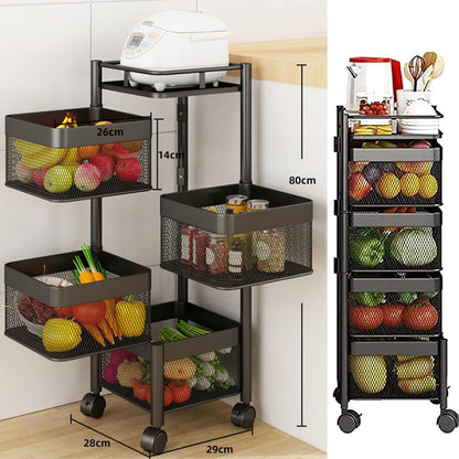 Metal 5 Tier Rolling Storage Cart 29x29x80cm