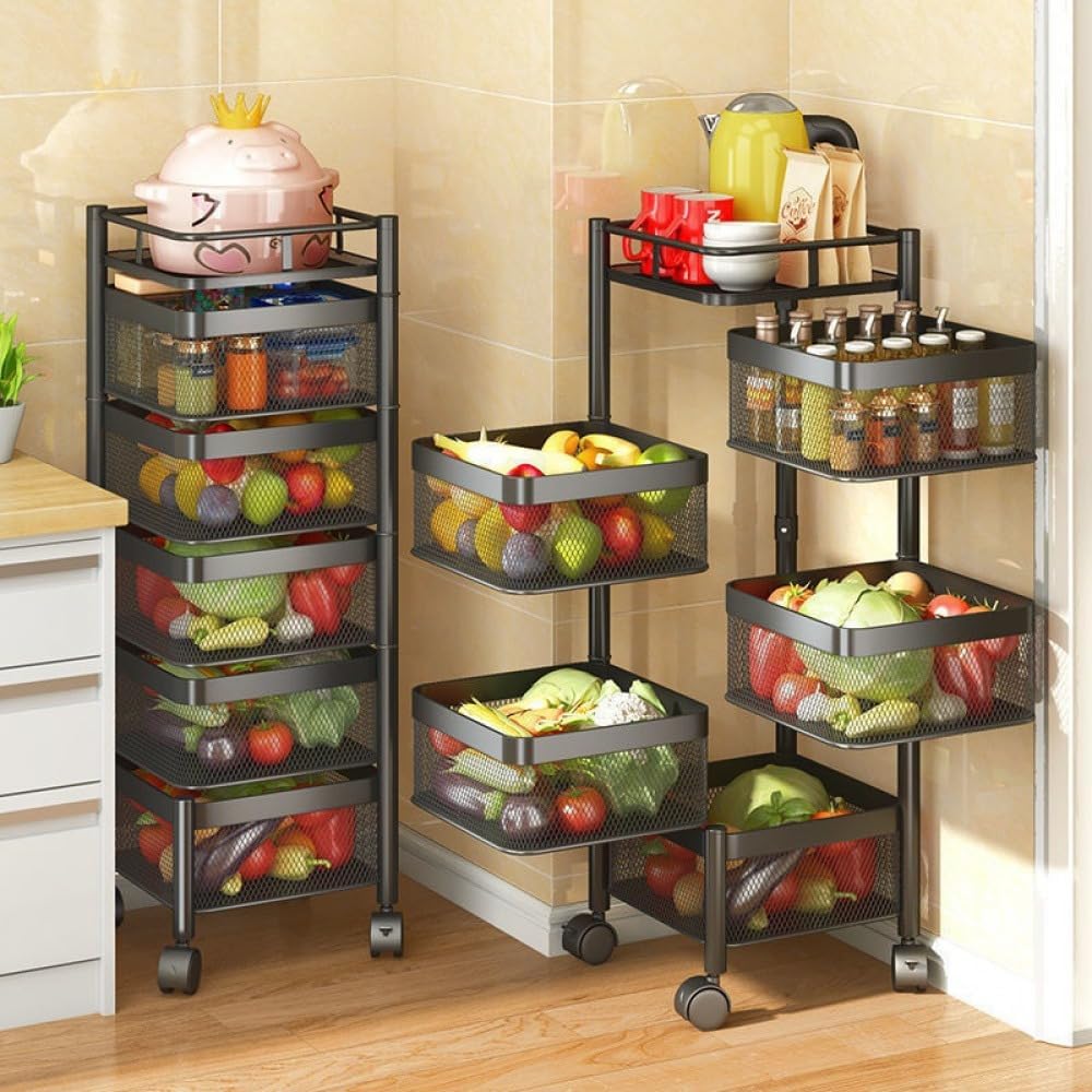 Metal 5 Tier Rolling Storage Cart 29x29x80cm