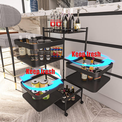 Metal 5 Tier Rolling Storage Cart 29x29x80cm