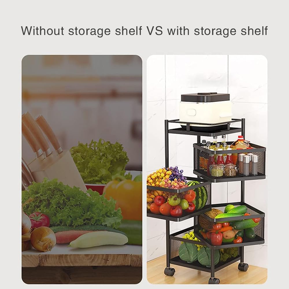 Metal 5 Tier Rolling Storage Cart 29x29x80cm