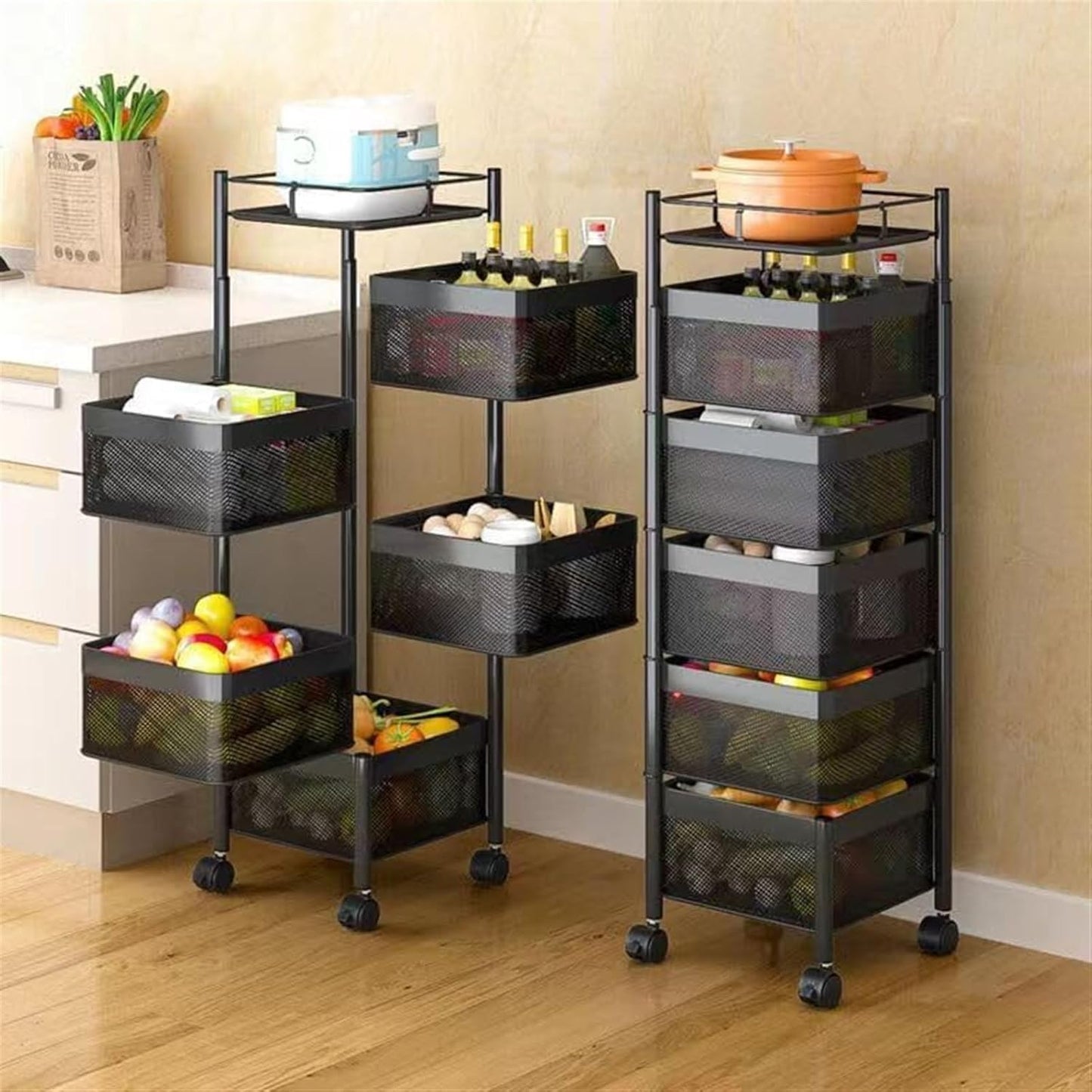 Metal 5 Tier Rolling Storage Cart 29x29x80cm