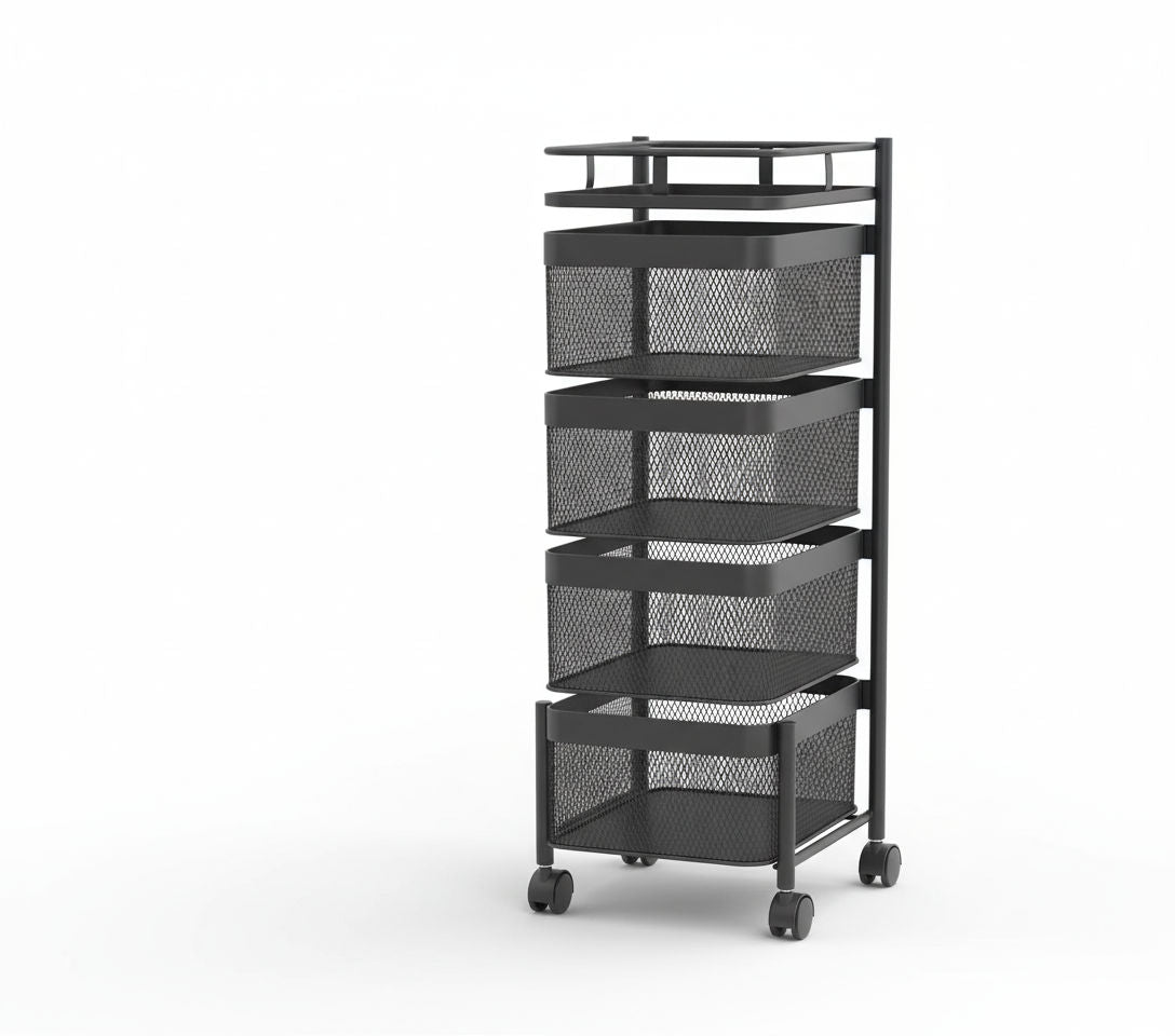 Metal 5 Tier Rolling Storage Cart 29x29x80cm