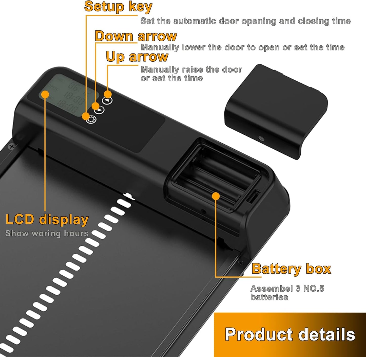Automatic Chicken Coop Door With Timer 32x4x25cm