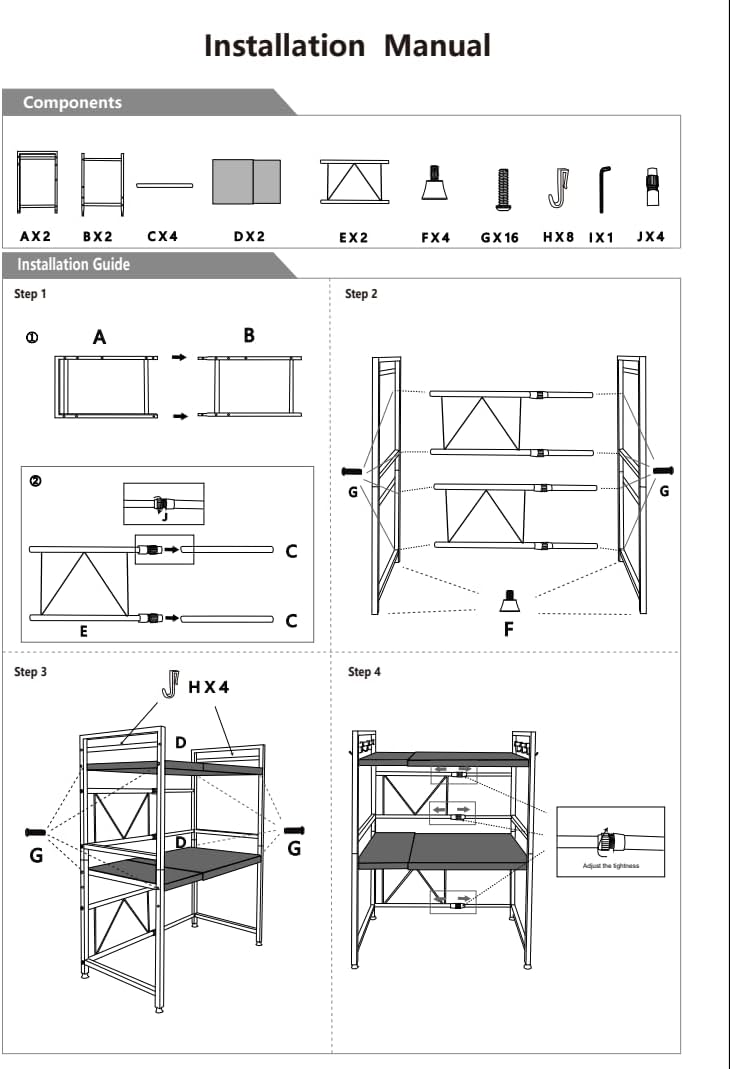 3 Tier Kitchen Shelf Rack 36x78x40cm