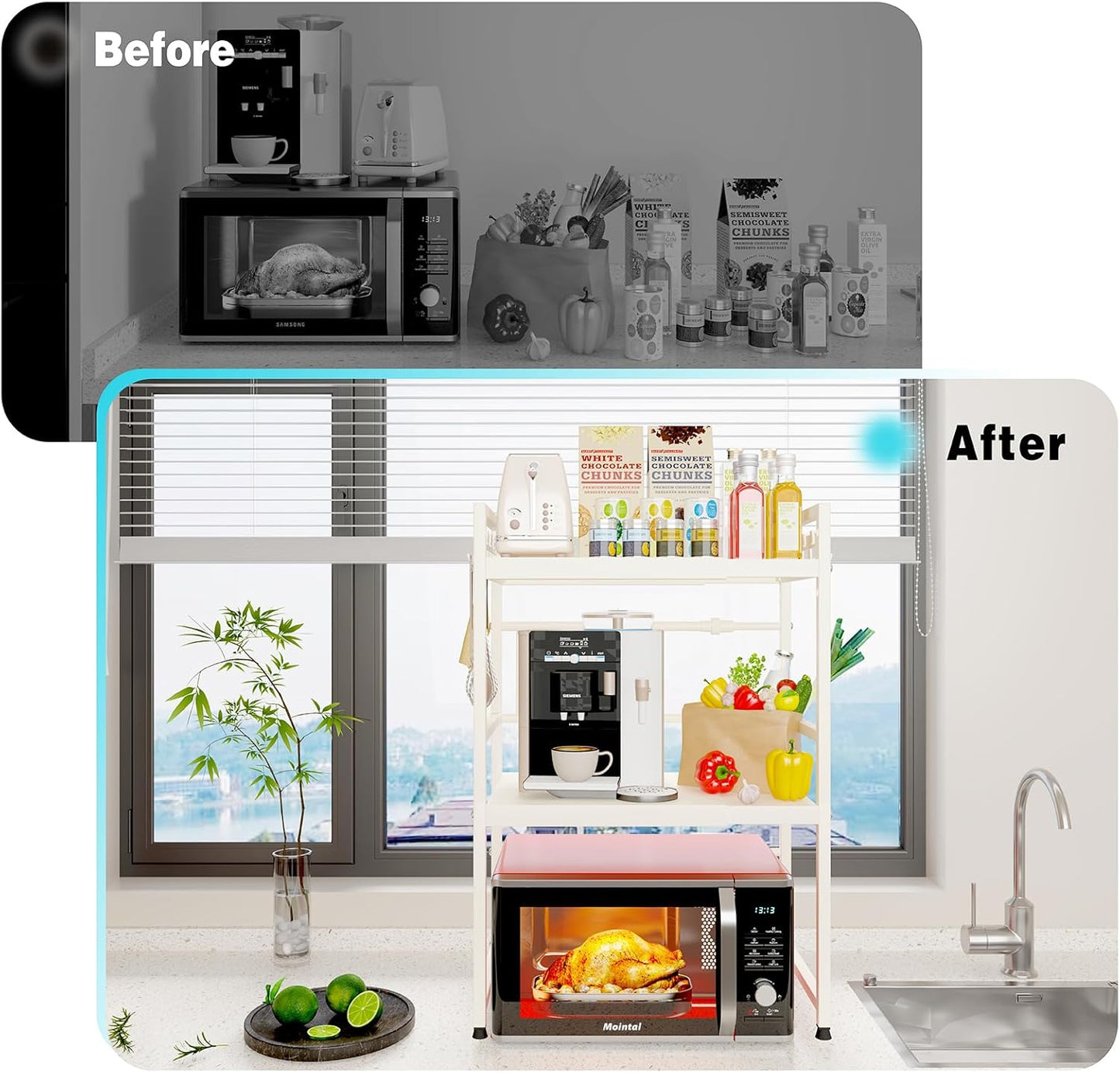 3 Tier Kitchen Shelf Rack 36x78x40cm
