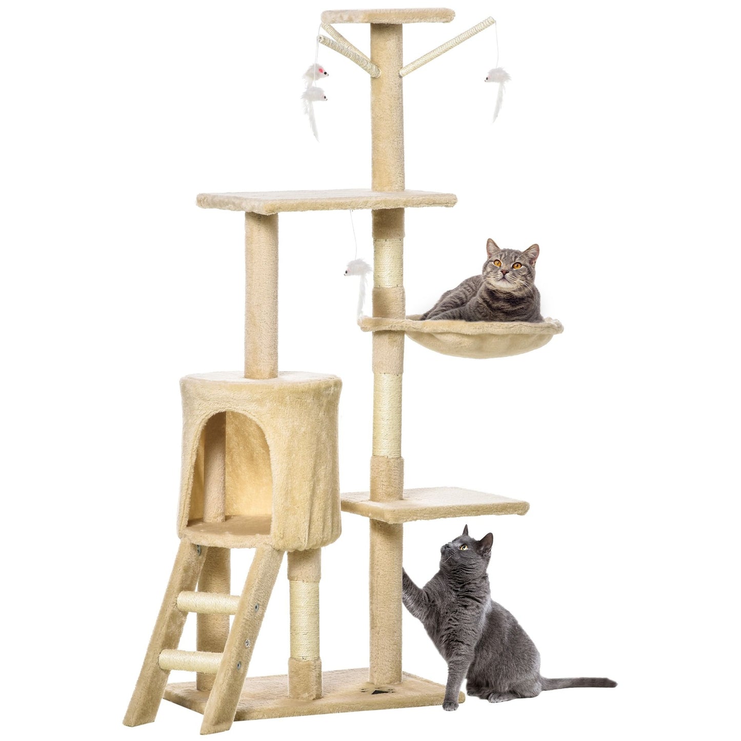 Cat Tree Tower Beige 35x134x60cm