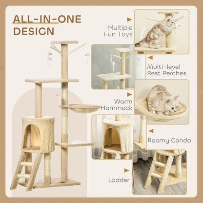 Cat Tree Tower Beige 35x134x60cm